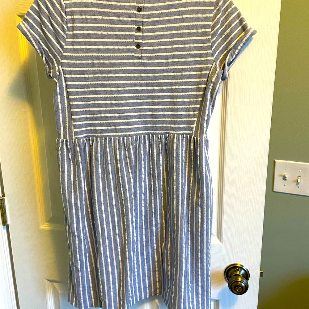 Loft  blue and white striped swing dress